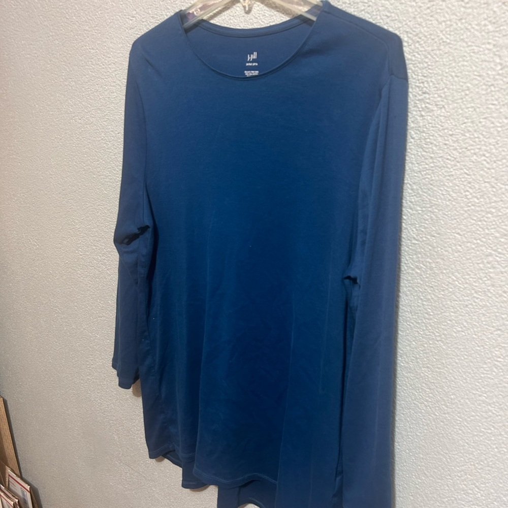 NWOT j jill teal Pima cotton crewneck long sleeve tee size xl - Picture 2 of 7